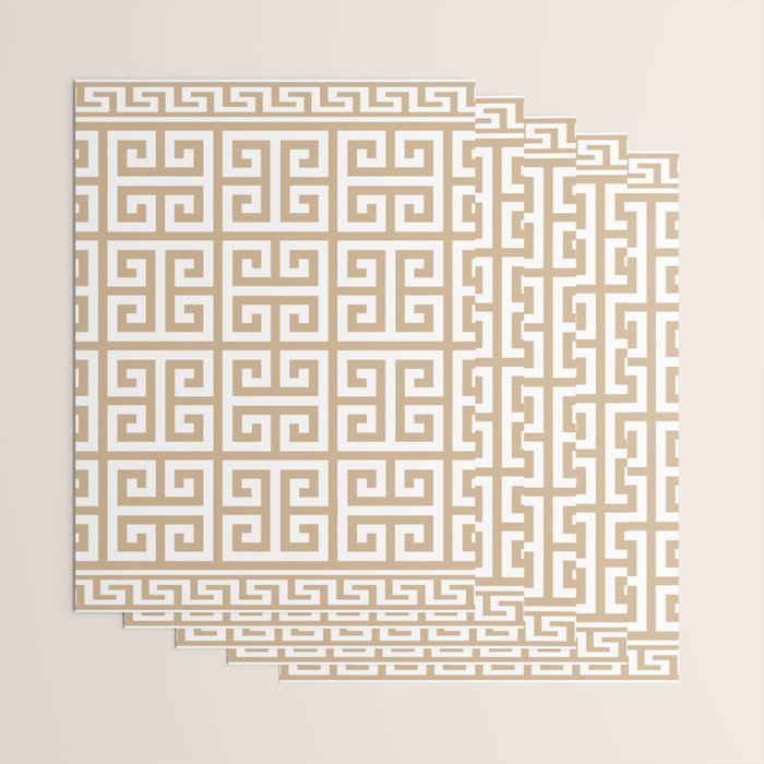 Greek Key (Tan & White Pattern) Wrapping Paper Gallery Image 3
