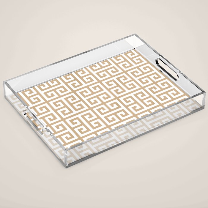 Greek Key (Tan & White Pattern) Acrylic Tray Gallery Image 1