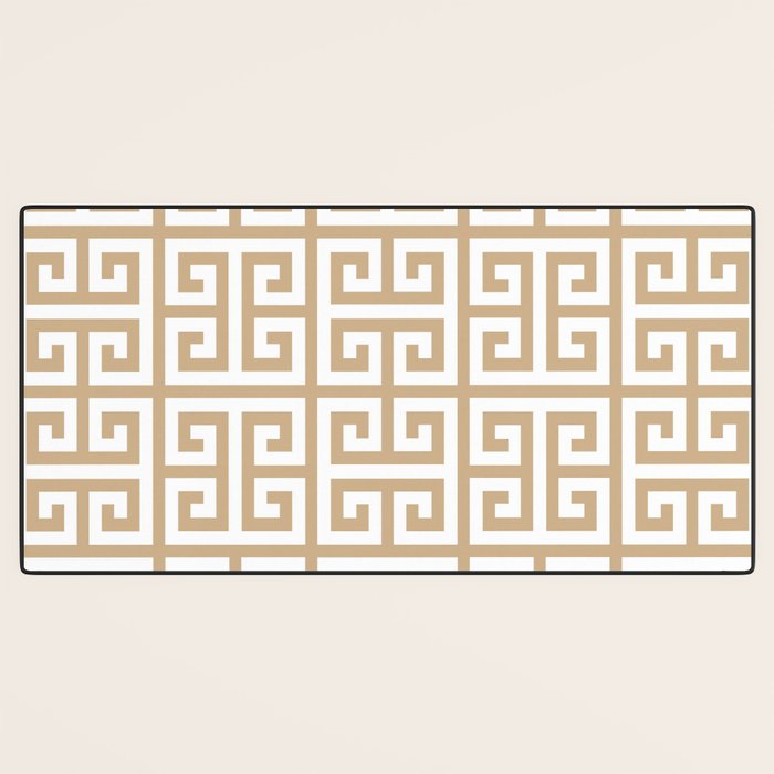 Greek Key (Tan & White Pattern) Desk Mat Gallery Image 3