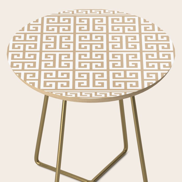 Greek Key (Tan & White Pattern) Side Table Gallery Image 2