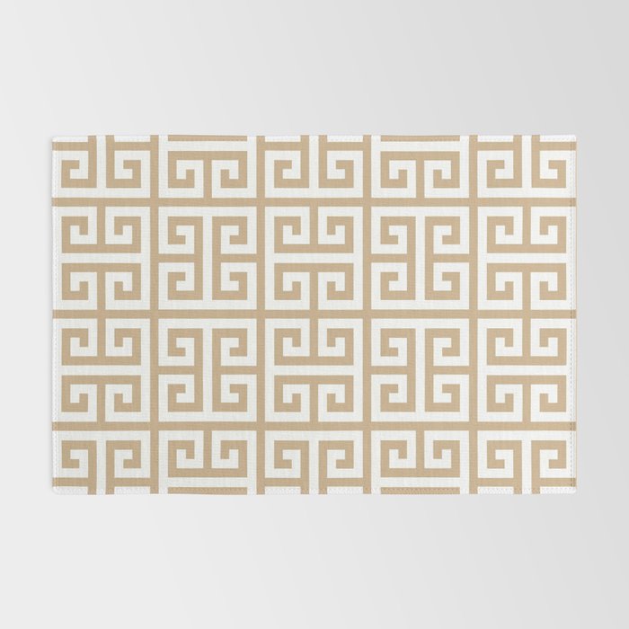 Greek Key (Tan & White Pattern) Rug Gallery Image 2