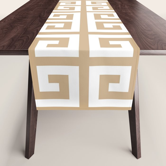 Greek Key (Tan & White Pattern) Table Runner Gallery Image 1