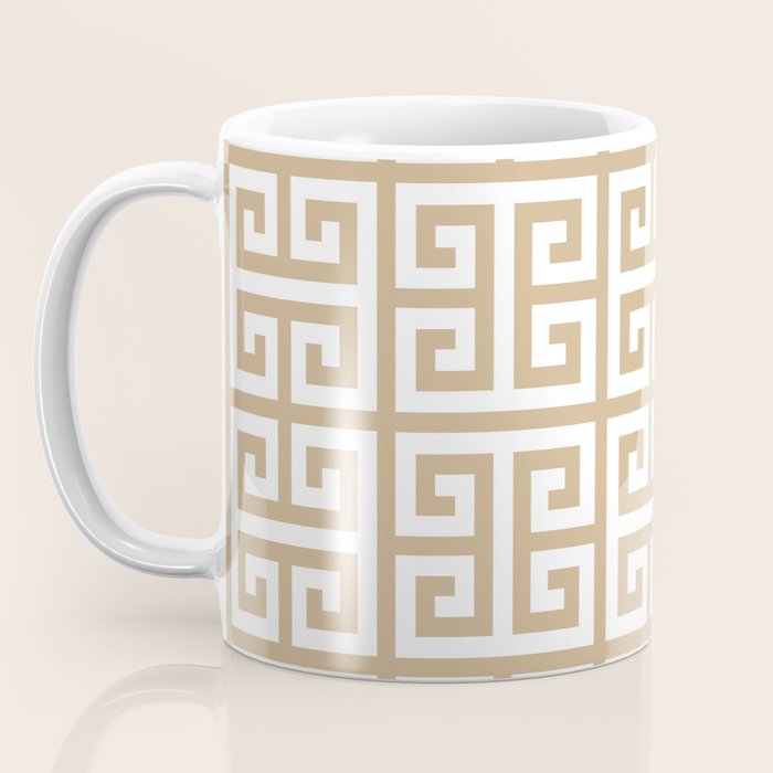 Greek Key (Tan & White Pattern) Coffee Mug Gallery Image 3