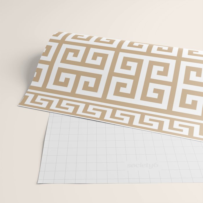 Greek Key (Tan & White Pattern) Wrapping Paper Gallery Image 2