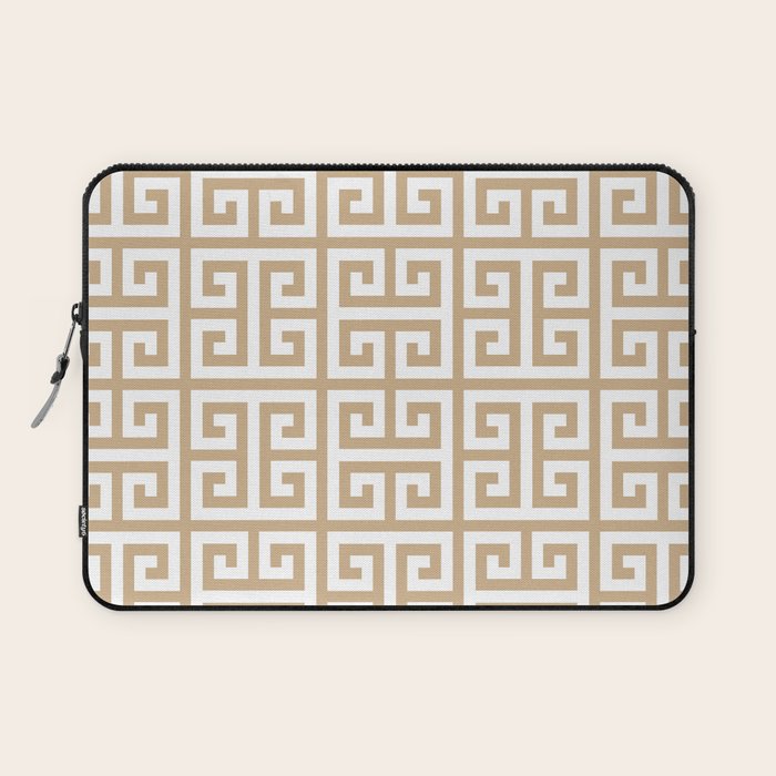 Greek Key (Tan & White Pattern) Laptop Sleeve Gallery Image 1
