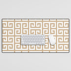 Greek Key (Tan & White Pattern) Desk Mat Gallery Image 1