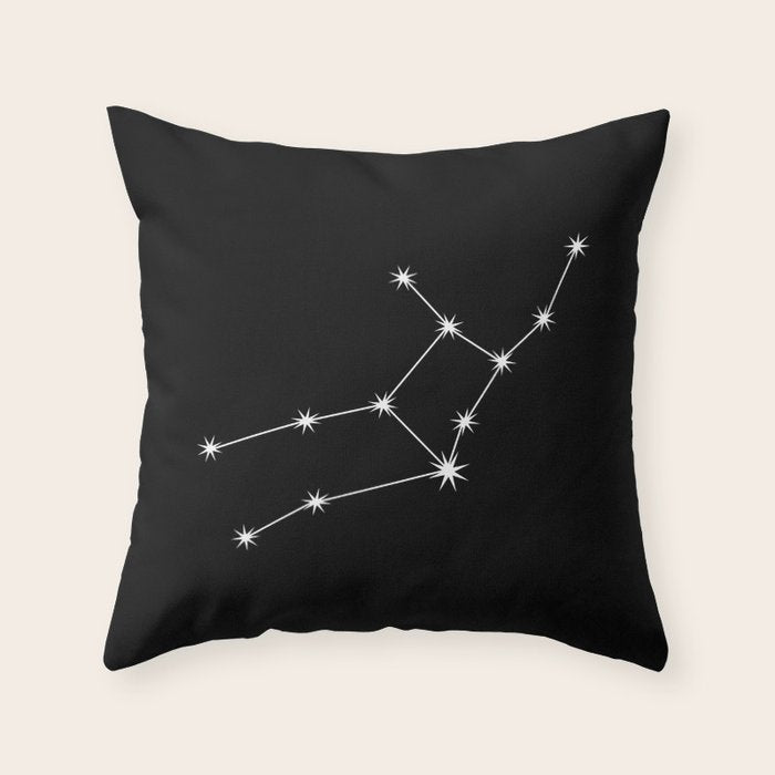 Virgo Zodiac Star Constellation Line Art Black Throw Pillow Gallery Image 6