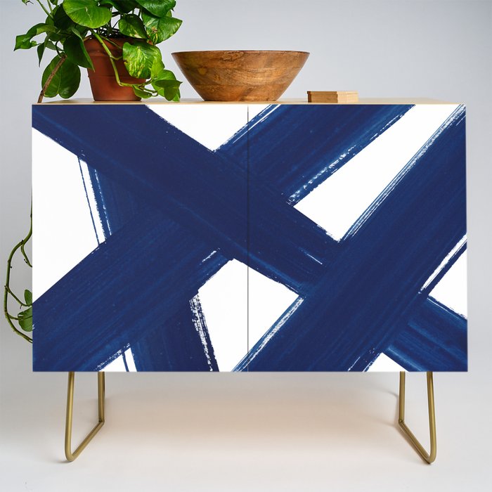 Indigo Abstract Brush Strokes | No. 3 Credenza Gallery Image 1