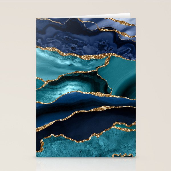 Ocean Blue Mermaid Marble Stationery Card Gallery Image 2