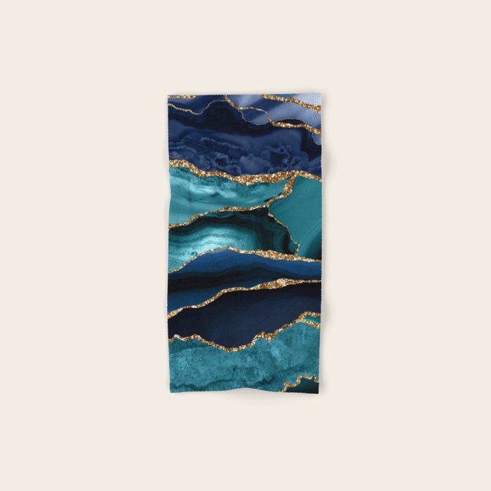 Ocean Blue Mermaid Marble Bath Towel Gallery Image 1