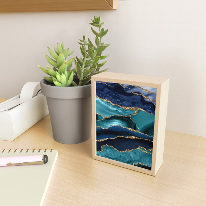 Ocean Blue Mermaid Marble Mini Art Print Gallery Image 2