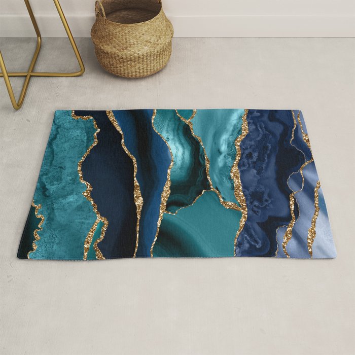 Ocean Blue Mermaid Marble Rug Gallery Image 1