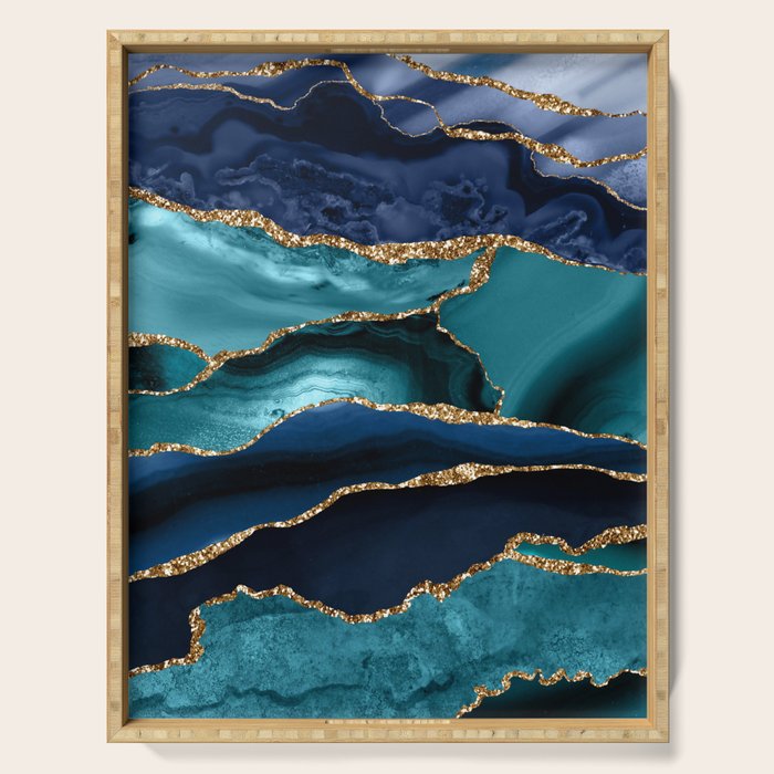 Ocean Blue Mermaid Marble Serving Tray Gallery Image 1