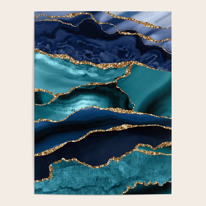 Ocean Blue Mermaid Marble Poster Gallery Image 4