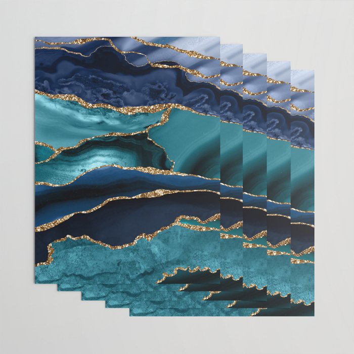 Ocean Blue Mermaid Marble Wrapping Paper Gallery Image 3