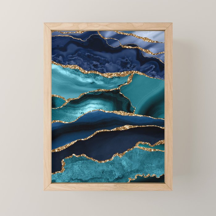 Ocean Blue Mermaid Marble Mini Art Print Gallery Image 1