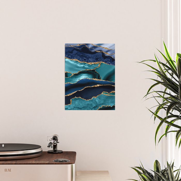 Ocean Blue Mermaid Marble Poster Gallery Image 2