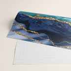 Ocean Blue Mermaid Marble Wrapping Paper Gallery Image 2