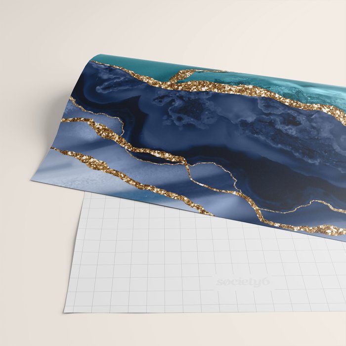 Ocean Blue Mermaid Marble Wrapping Paper Gallery Image 2