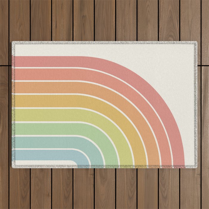 Gradient Arch V Mid Century Modern Rainbow Outdoor Rug Gallery Image 1