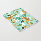 Cheetah Jungle, Wildlife Nature Wild Cats Tigers Leopard Botanical Animals Mint Quirky Illustration Notebook Gallery Image 3