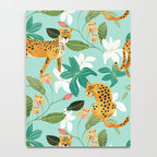 Cheetah Jungle, Wildlife Nature Wild Cats Tigers Leopard Botanical Animals Mint Quirky Illustration Notebook Gallery Image 4
