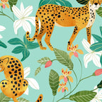 Cheetah Jungle, Wildlife Nature Wild Cats Tigers Leopard Botanical Animals Mint Quirky Illustration Coffee Mug Gallery Image 2
