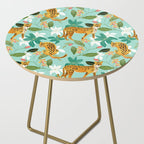 Cheetah Jungle, Wildlife Nature Wild Cats Tigers Leopard Botanical Animals Mint Quirky Illustration Side Table Gallery Image 2
