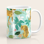 Cheetah Jungle, Wildlife Nature Wild Cats Tigers Leopard Botanical Animals Mint Quirky Illustration Coffee Mug Gallery Image 1