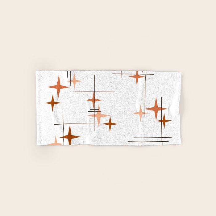 Mid Century Modern Stars Orange Bath Towel Gallery Image 1
