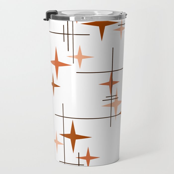 Mid Century Modern Stars Orange Travel Mug Gallery Image 3