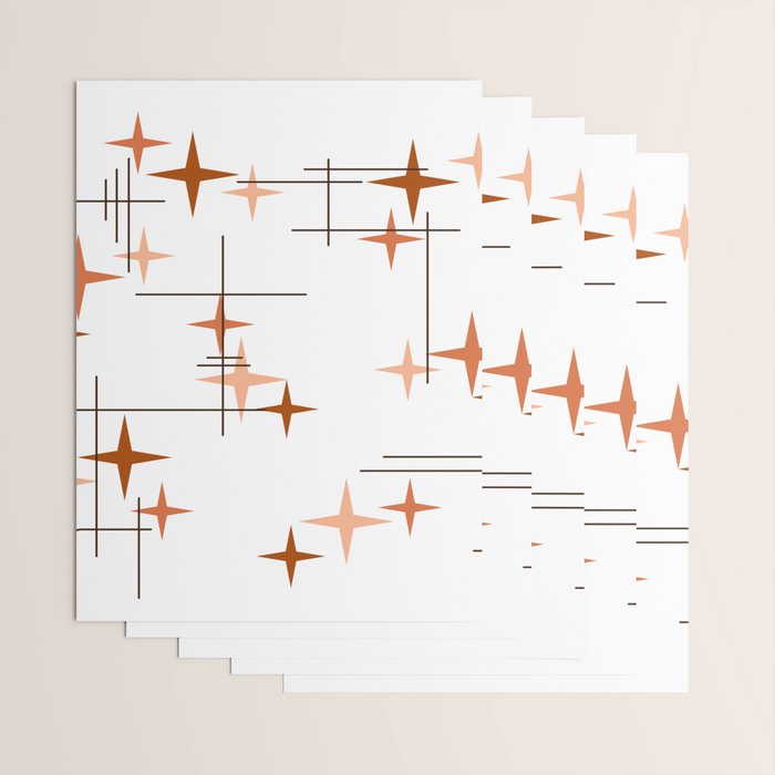 Mid Century Modern Stars Orange Wrapping Paper Gallery Image 3