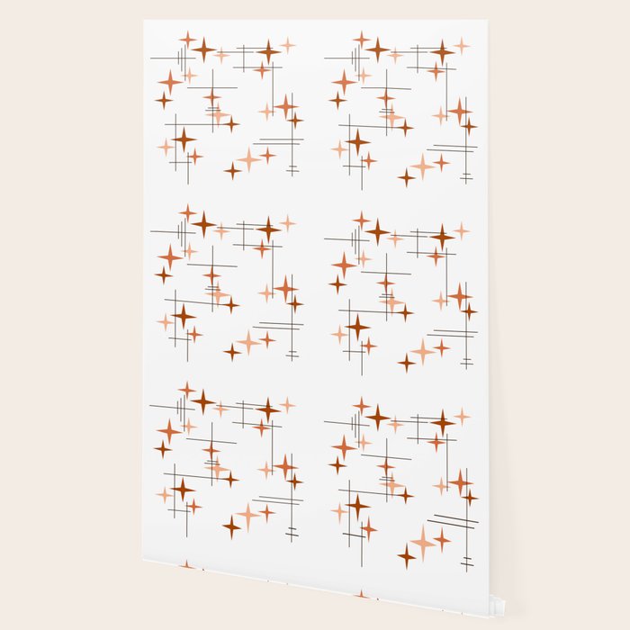 Mid Century Modern Stars Orange Wallpaper Gallery Image 2