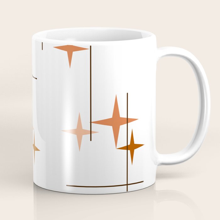 Mid Century Modern Stars Orange Coffee Mug Gallery Image 1
