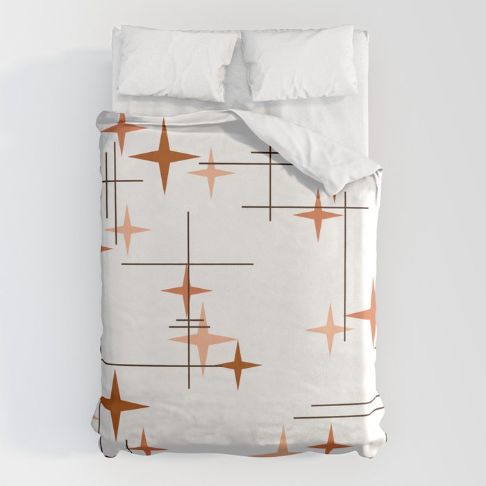 Mid Century Modern Stars Orange Duvet Cover Gallery Image 6