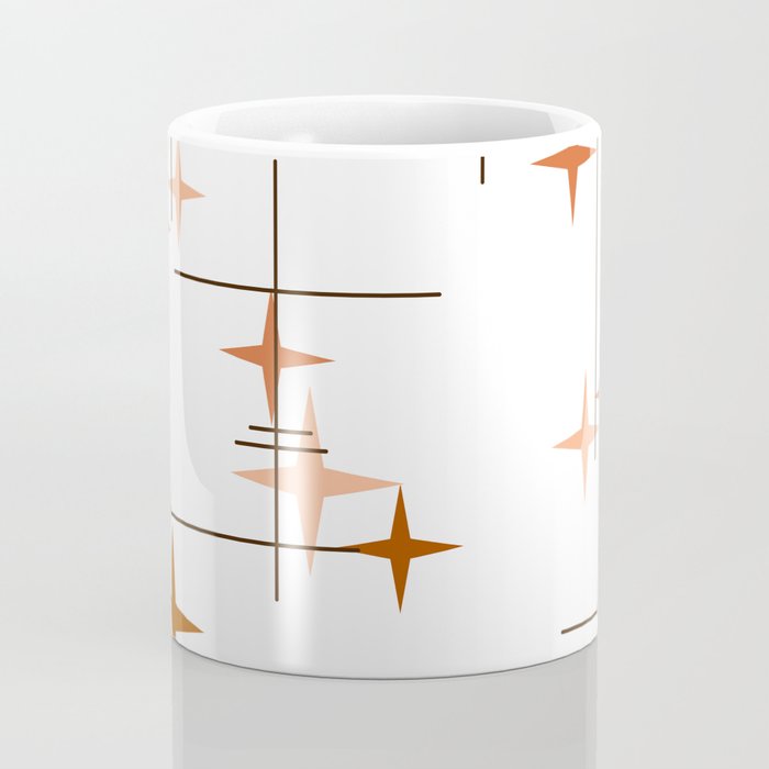 Mid Century Modern Stars Orange Coffee Mug Gallery Image 4