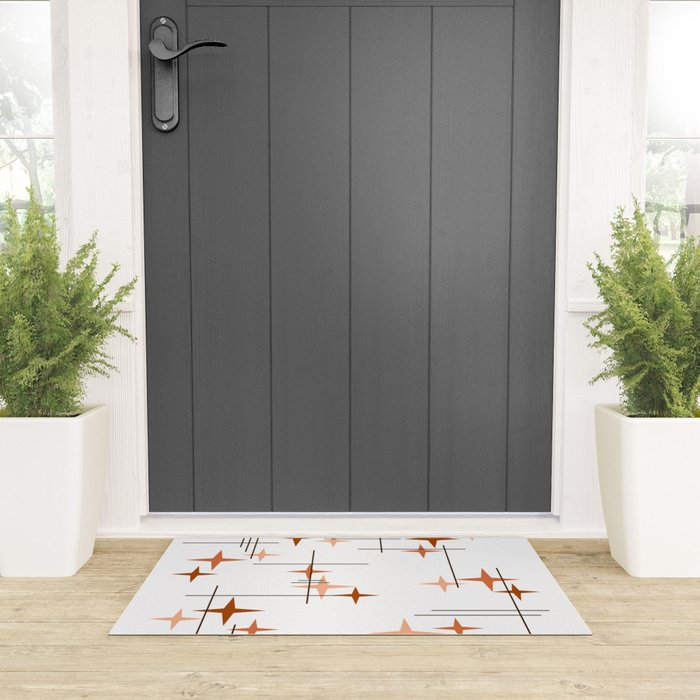 Mid Century Modern Stars Orange Welcome Mat Gallery Image 3