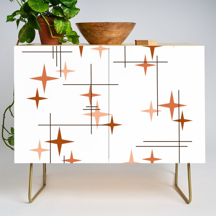 Mid Century Modern Stars Orange Credenza Gallery Image 1