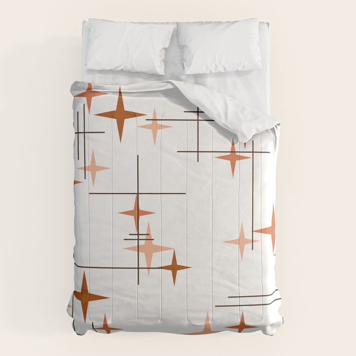 Mid Century Modern Stars Orange Comforter Gallery Image 1
