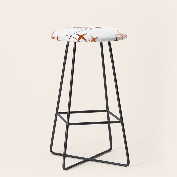 Mid Century Modern Stars Orange Stool Gallery Image 1