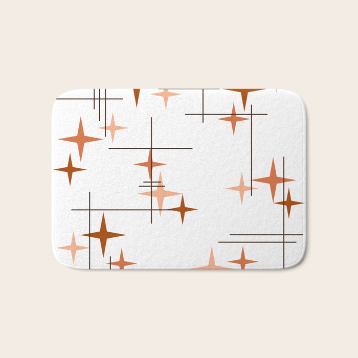 Mid Century Modern Stars Orange Bath Mat Gallery Image 1