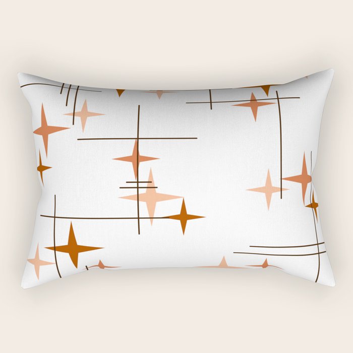 Mid Century Modern Stars Orange Rectangular Pillow Gallery Image 2
