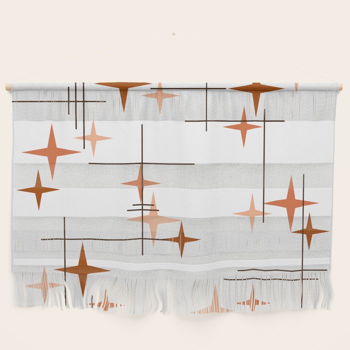 Mid Century Modern Stars Orange Wall Hanging Gallery Image 1