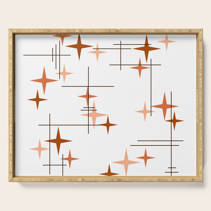 Mid Century Modern Stars Orange Serving Tray Gallery Image 1