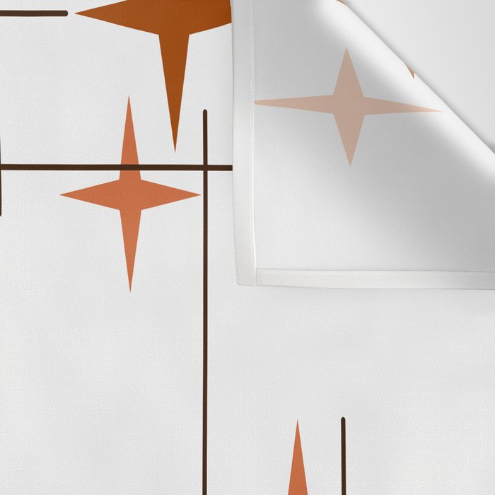 Mid Century Modern Stars Orange Wall Tapestry Gallery Image 3