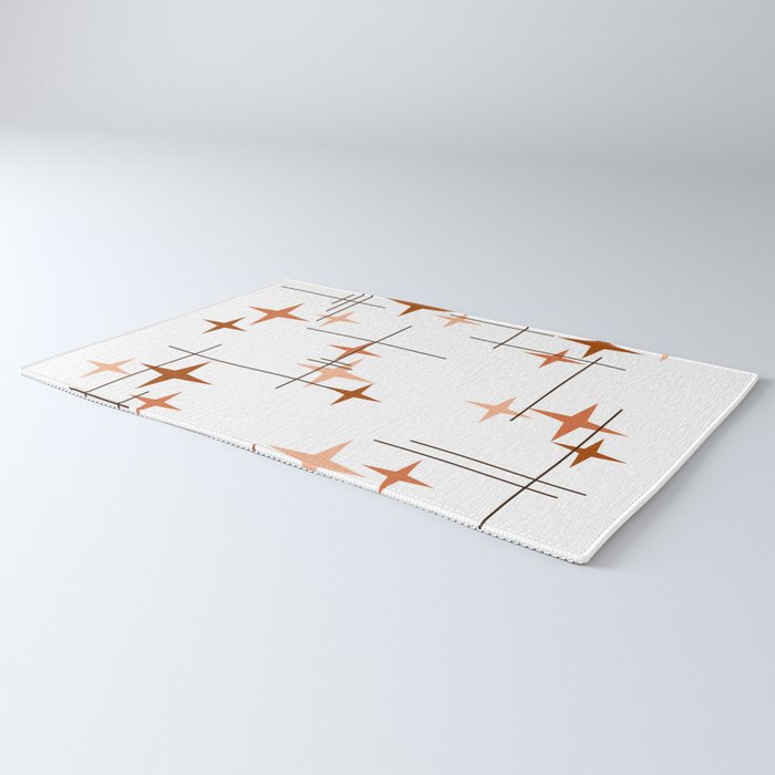 Mid Century Modern Stars Orange Rug Gallery Image 3