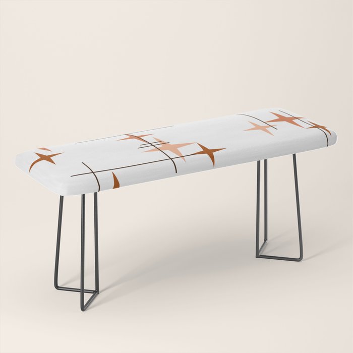Mid Century Modern Stars Orange Bench Gallery Image 1