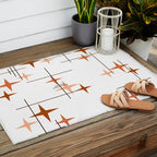 Mid Century Modern Stars Orange Outdoor Rug Gallery Image 2