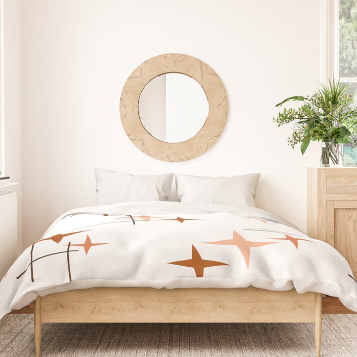 Mid Century Modern Stars Orange Duvet Cover Gallery Image 3