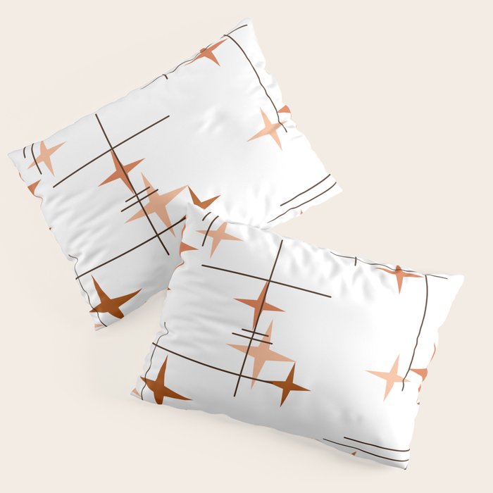 Mid Century Modern Stars Orange Pillow Sham Gallery Image 3